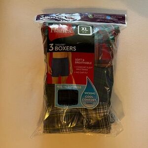 Hanes Men's Tagless Boxers - Blue and Green Plaid